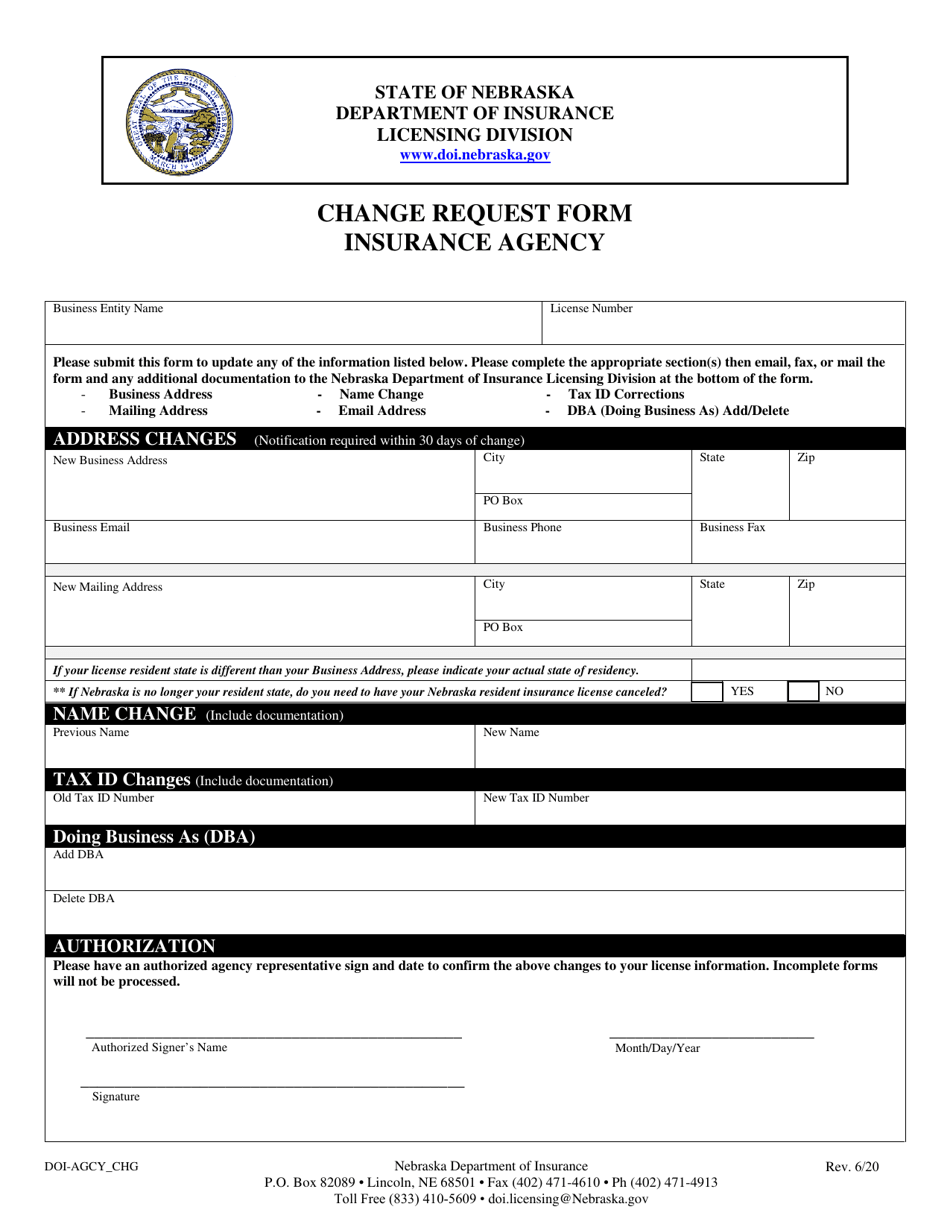 Form DOIAGCY_CHG Download Fillable PDF or Fill Online Form DOIAGCY_CHG Download Fillable PDF or Fill Online