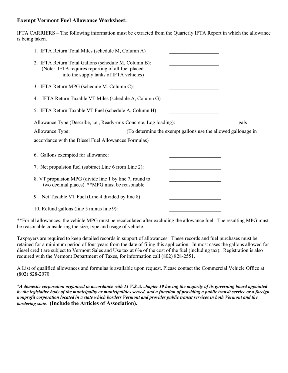 Form CVO-007 Quarterly Diesel Fuel Tax Refund Application - Vermont, Page 2
