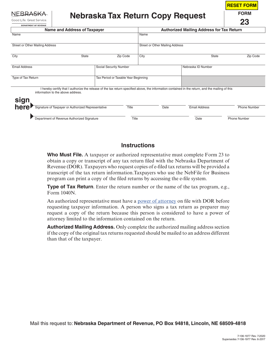 2017 — 2024 Form 23 Download Fillable PDF or Fill Online Nebraska Tax