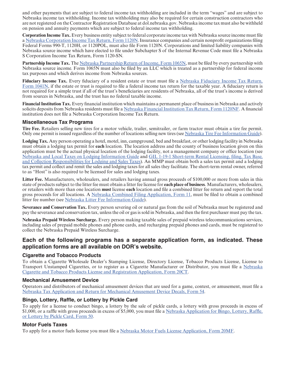 Form 20 Nebraska Tax Application - Nebraska, Page 4
