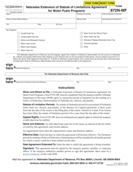 Document preview: Form 872N-MF Nebraska Extension of Statute of Limitations Agreement for Motor Fuels Programs - Nebraska