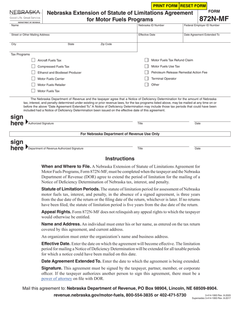 Form 872N-MF  Printable Pdf