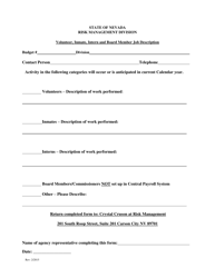 Document preview: Volunteer, Inmate, Intern and Board Member Job Description - Nevada