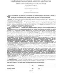 Document preview: Memorandum of Understanding - Volunteer in State Service - Nevada