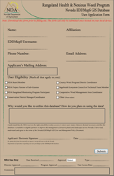 Document preview: Nevada Eddmaps Gis Database User Application Form - Nevada