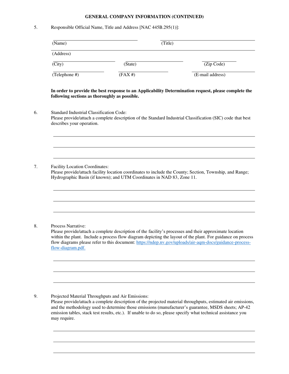 Class II Air Quality Operating Permit Applicability Determination Form - Nevada, Page 4