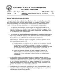 Document preview: Dhhs Notice of Intent Regarding Break Times and Place to Express Milk - Nevada
