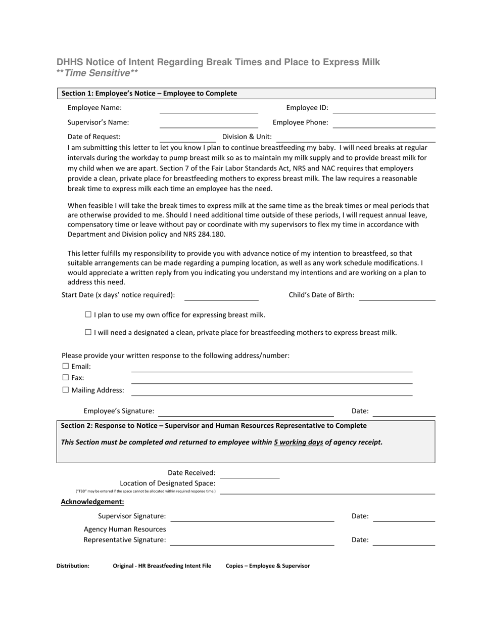 Dhhs Notice of Intent Regarding Break Times and Place to Express Milk - Nevada, Page 3