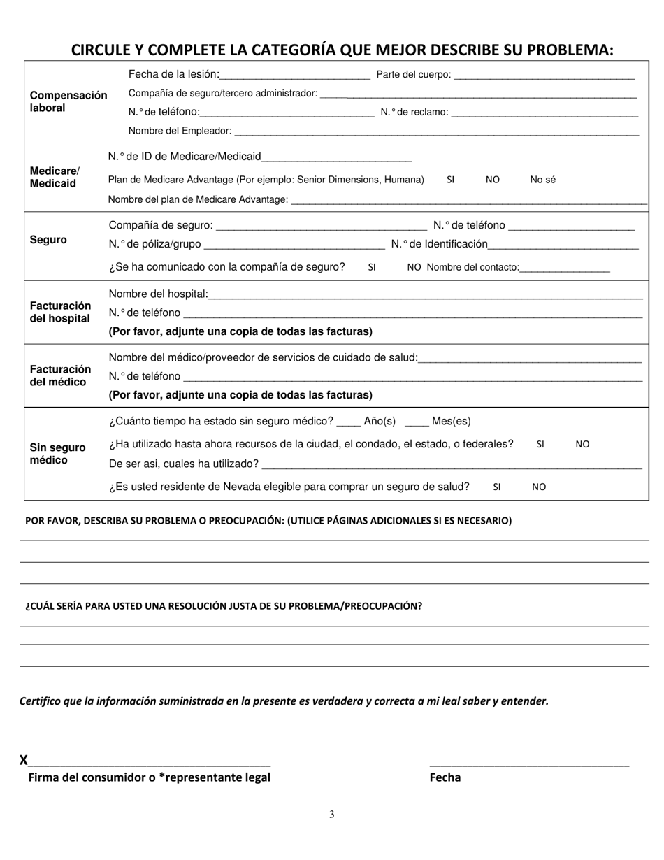 Solicitud Para Asistencia - Nevada (Spanish), Page 3