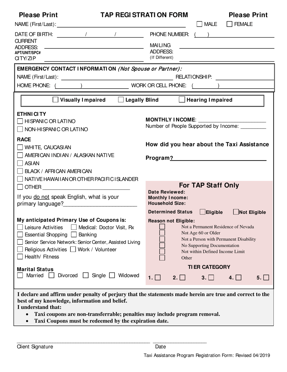 Nevada Tax Assistance Program Registration Form - Fill Out, Sign Online ...