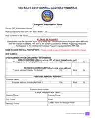 Document preview: Nevada's Confidential Address Program Change of Information Form - Nevada