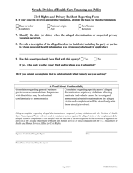 Form NMH-3810 Civil Rights and Privacy Incident Reporting Form - Nevada, Page 2