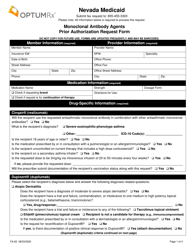 Form FA-83 Monoclonal Antibody Agents Prior Authorization Request Form - Nevada