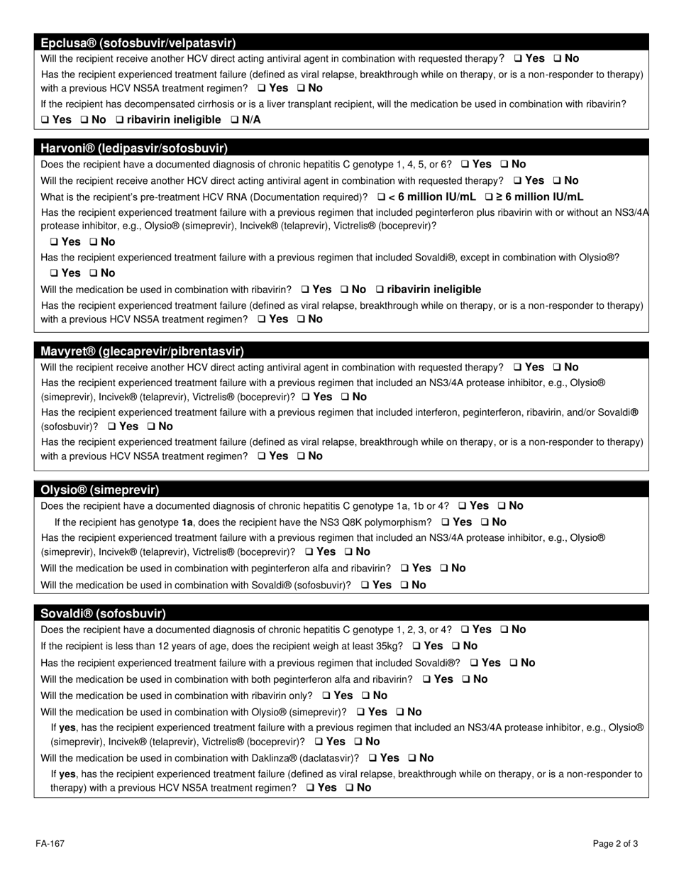 Form FA-167 Hepatitis C Agents Prior Authorization Request Form - Nevada, Page 2