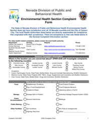 Document preview: Environmental Health Section Complaint Form - Nevada