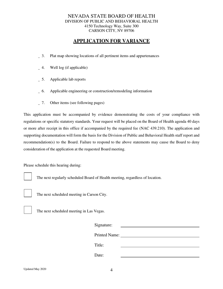 Application for Variance - Nevada, Page 4