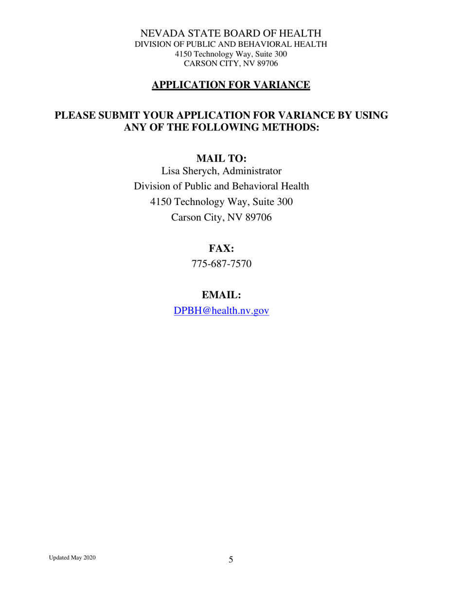 Application for Variance - Nevada, Page 5