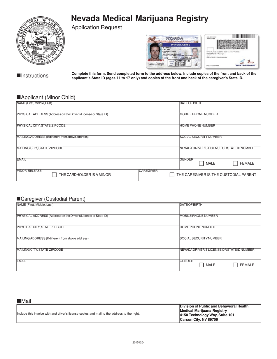 Nevada Nevada Medical Marijuana Registry Application Request Download