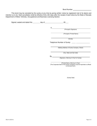 Form OBL210 Vehicle Industry Business License Bond - Nevada, Page 2