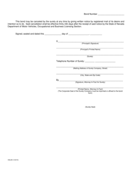 Form OBL269 Vehicle Industry Business License Bond - Nevada, Page 2