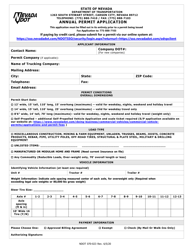 Document preview: NDOT Form 070-023 Annual Permit Application - Nevada