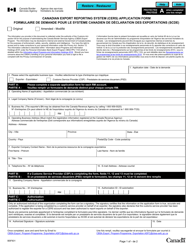 Form BSF831 Canadian Export Reporting System (Cers) Application Form - Canada (English/French)