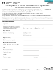 Form B402 Fuel Charge Return for Fuel Held in a Listed Province on Adjustment Day Under Section 38 of the Greenhouse Gas Pollution Pricing Act - Canada