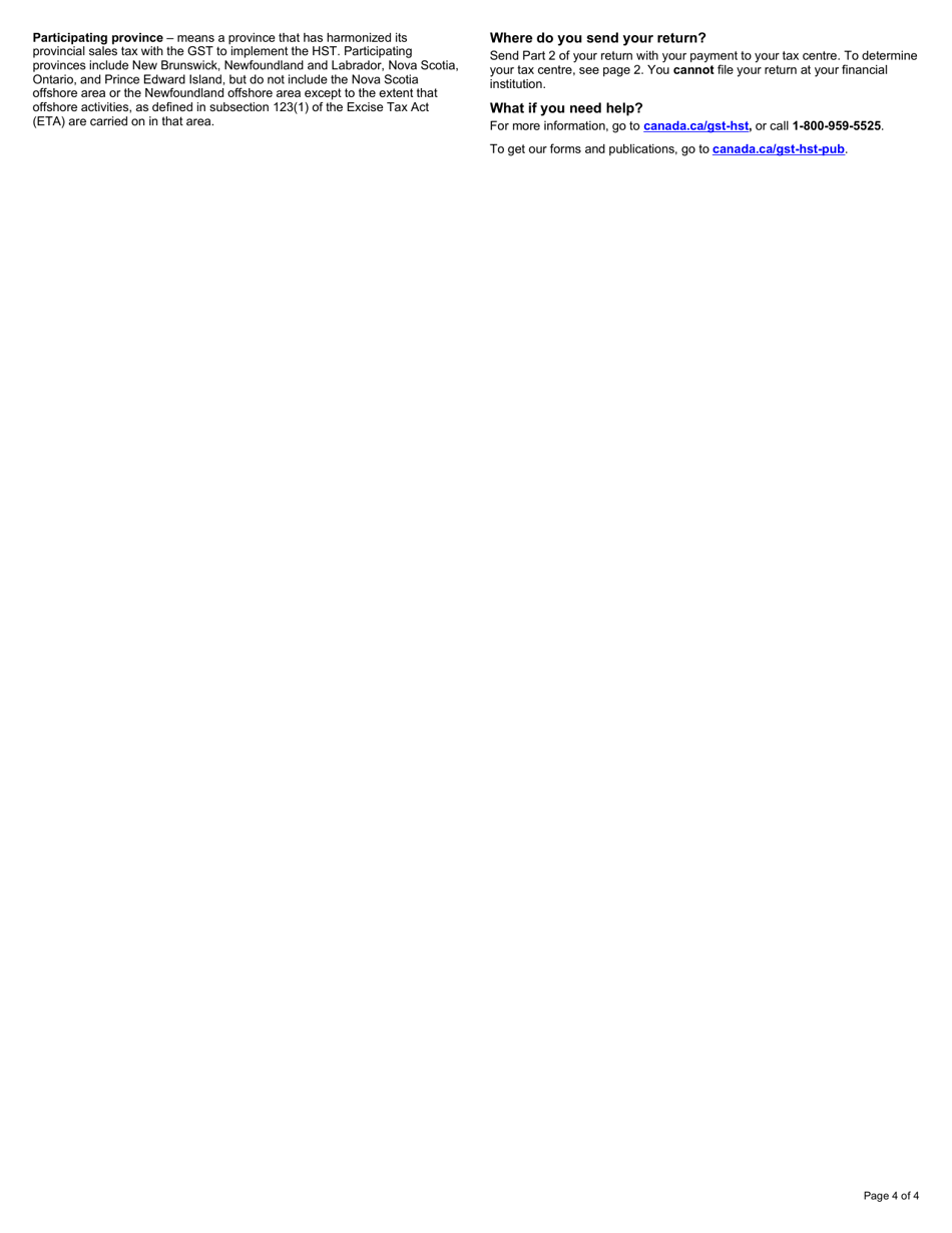 Form GST60 Gst / Hst Return for Purchase of Real Property or Carbon Emission Allowances - Canada, Page 4