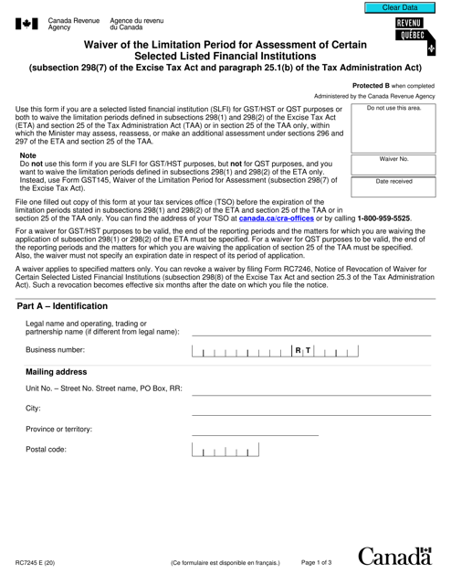 Form RC7245  Printable Pdf