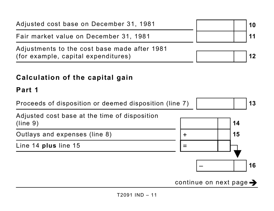 Form T2091 IND Designation of a Property as a Principal Residence by an Individual (Other Than a Personal Trust) (Large Print) - Canada, Page 11