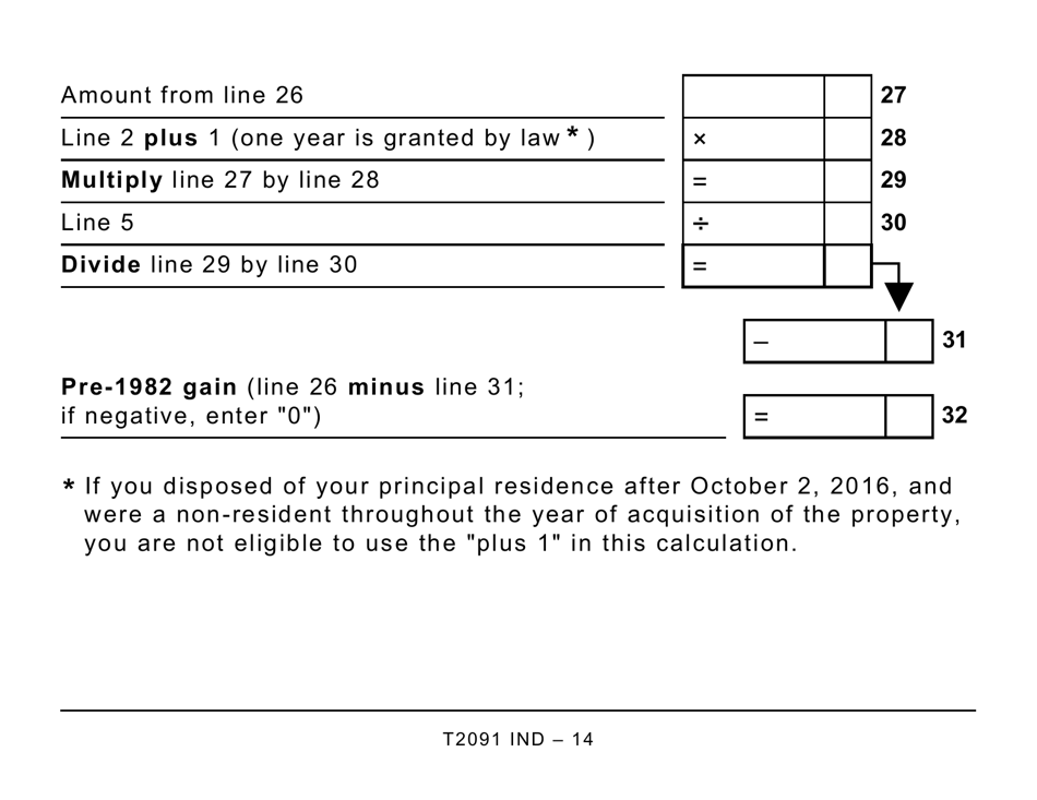 Form T2091 IND Designation of a Property as a Principal Residence by an Individual (Other Than a Personal Trust) (Large Print) - Canada, Page 14