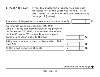 Form T2091 IND Designation of a Property as a Principal Residence by an Individual (Other Than a Personal Trust) (Large Print) - Canada, Page 15