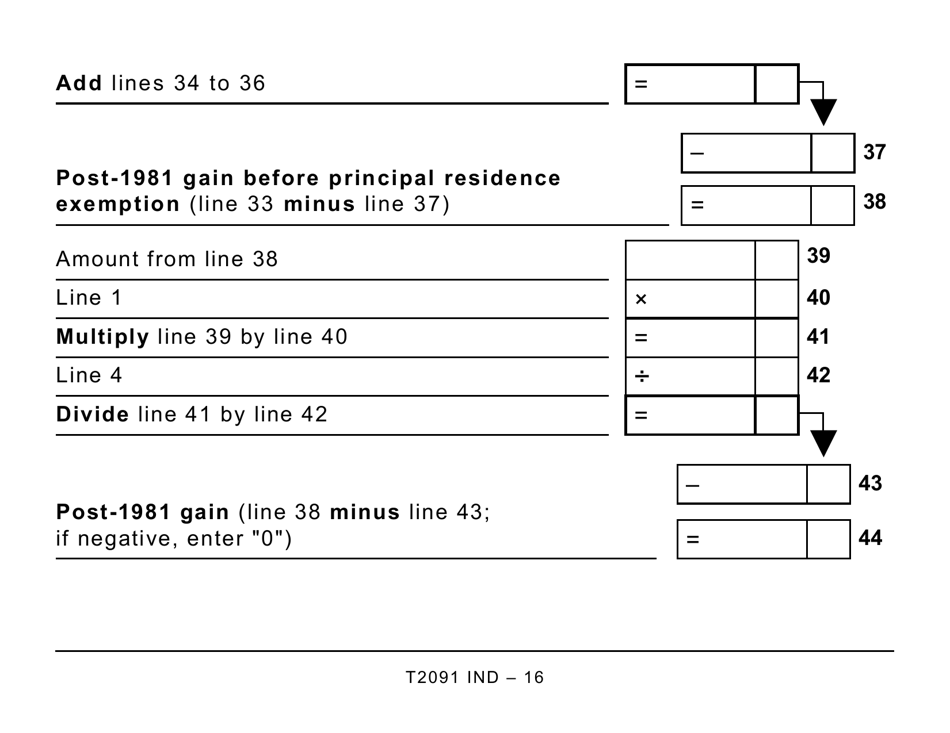 Form T2091 IND Designation of a Property as a Principal Residence by an Individual (Other Than a Personal Trust) (Large Print) - Canada, Page 16