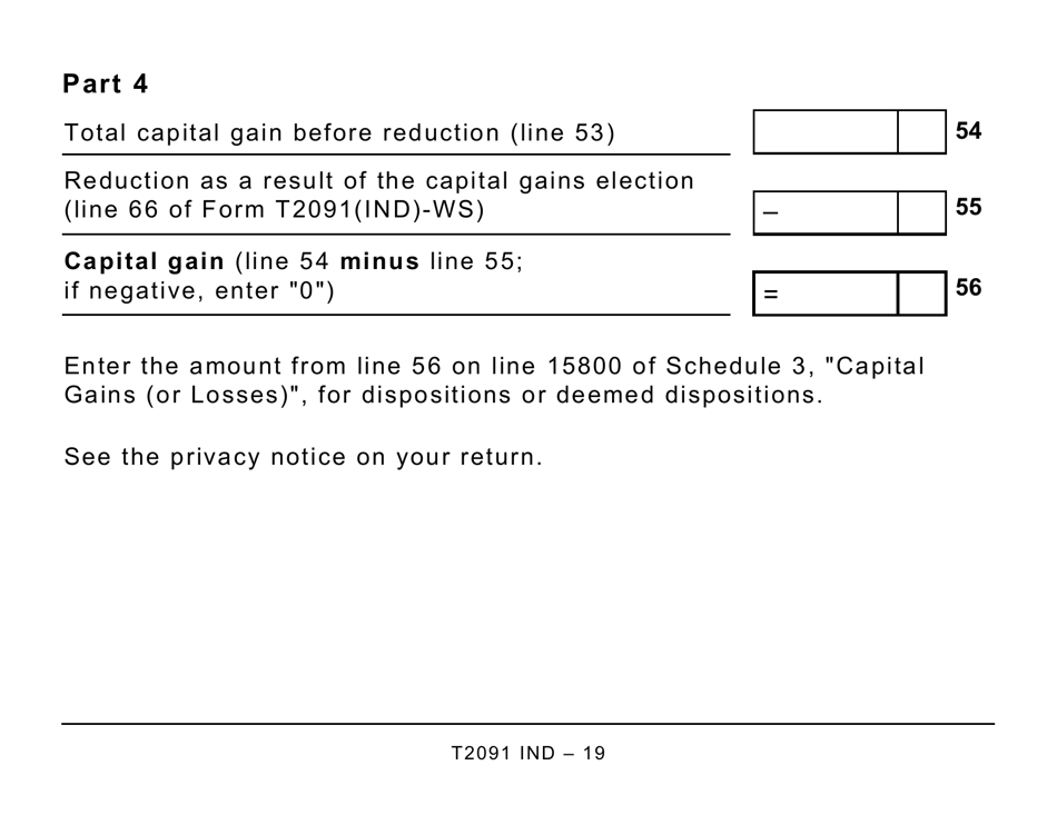 Form T2091 IND Designation of a Property as a Principal Residence by an Individual (Other Than a Personal Trust) (Large Print) - Canada, Page 19
