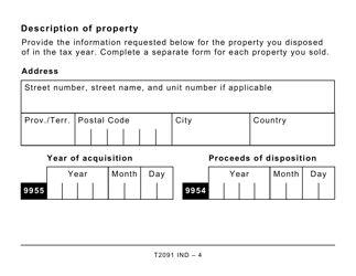 Form T2091 IND Designation of a Property as a Principal Residence by an Individual (Other Than a Personal Trust) (Large Print) - Canada, Page 4