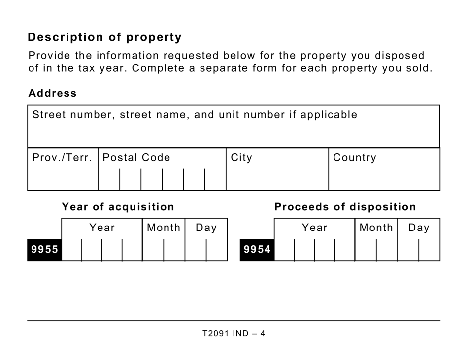 Form T2091 IND - Fill Out, Sign Online and Download Printable PDF ...