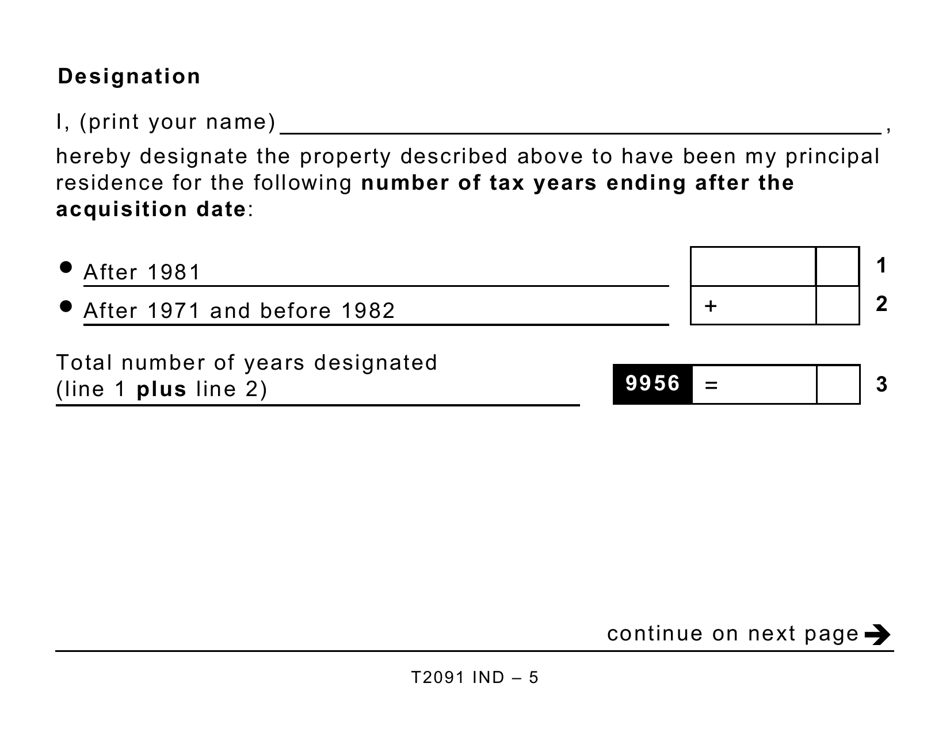 Form T2091 IND - Fill Out, Sign Online and Download Printable PDF ...