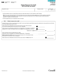 Document preview: Form T2 Schedule 504 Ontario Resource Tax Credit (2019 and Later Tax Years) - Canada