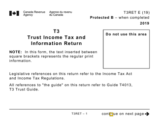 Document preview: Form T3RET Trust Income Tax and Information Return (Large Print) - Canada, 2019