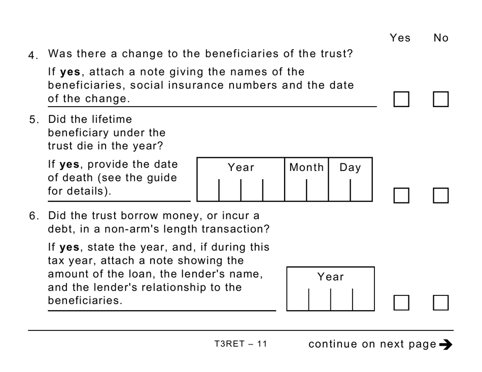 Form T3RET Trust Income Tax and Information Return (Large Print) - Canada, Page 11