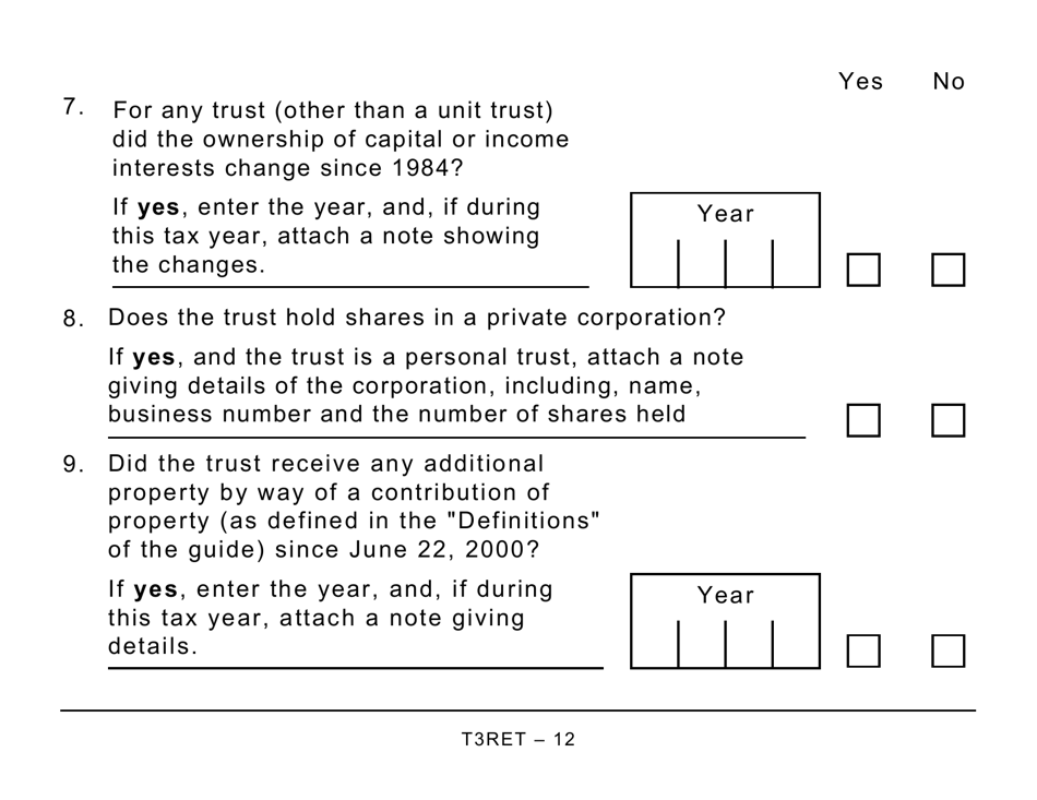 Form T3RET Trust Income Tax and Information Return (Large Print) - Canada, Page 12