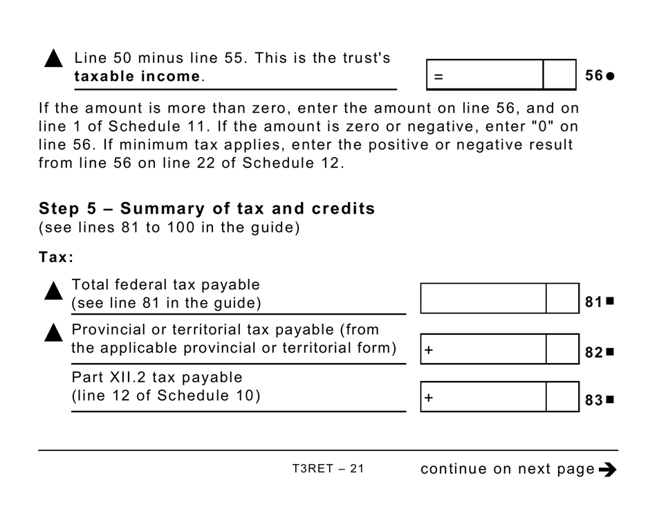 Form T3RET Trust Income Tax and Information Return (Large Print) - Canada, Page 21