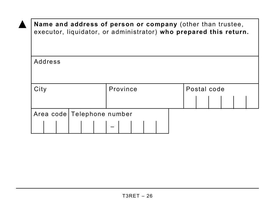 Form T3RET Trust Income Tax and Information Return (Large Print) - Canada, Page 26
