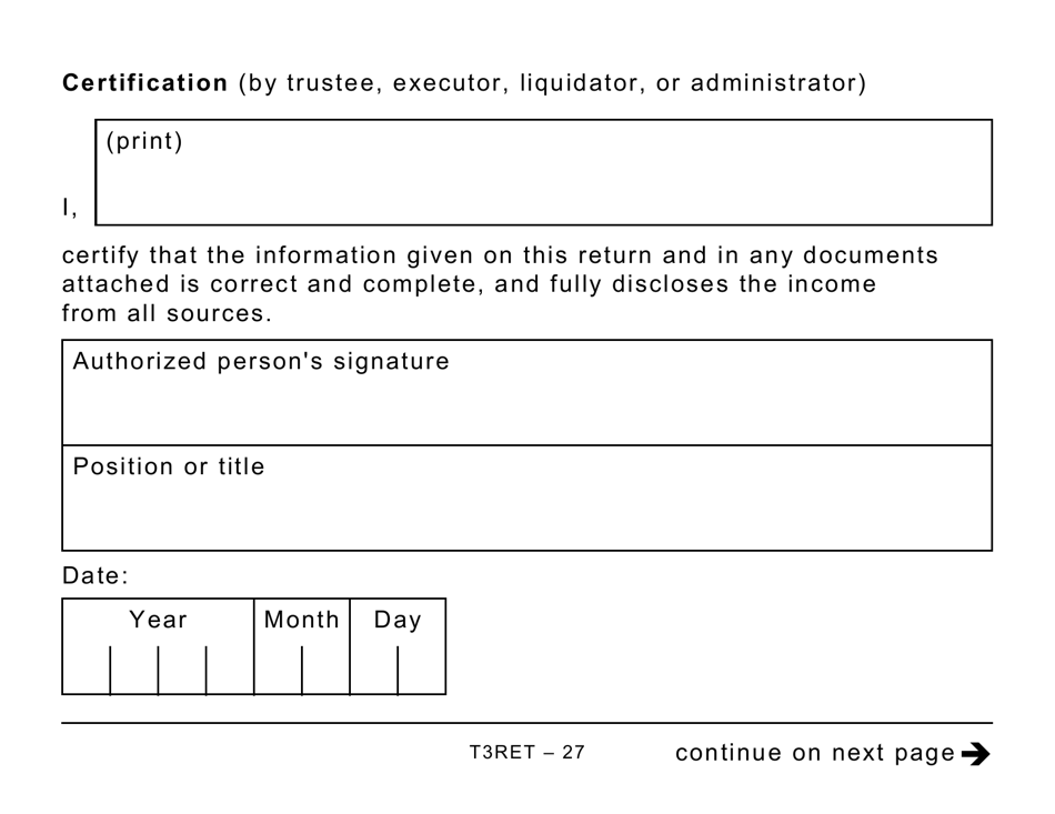 Form T3RET Trust Income Tax and Information Return (Large Print) - Canada, Page 27
