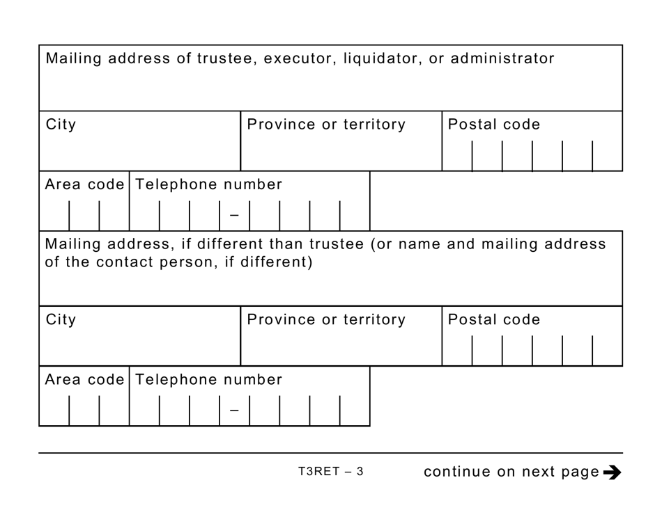 Form T3RET Trust Income Tax and Information Return (Large Print) - Canada, Page 3
