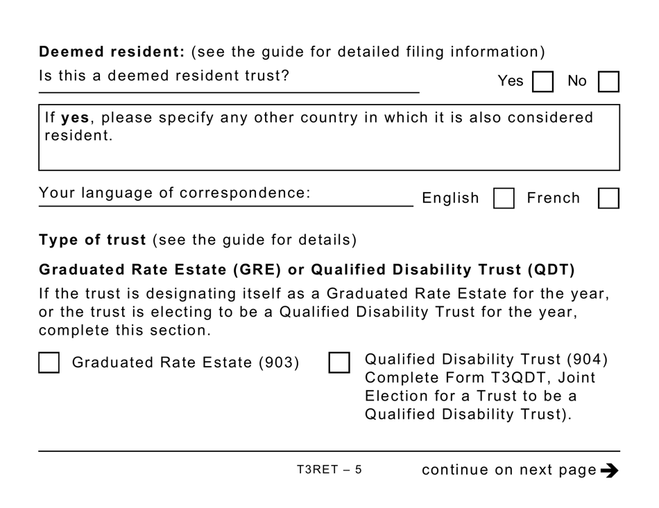 Form T3RET Trust Income Tax and Information Return (Large Print) - Canada, Page 5