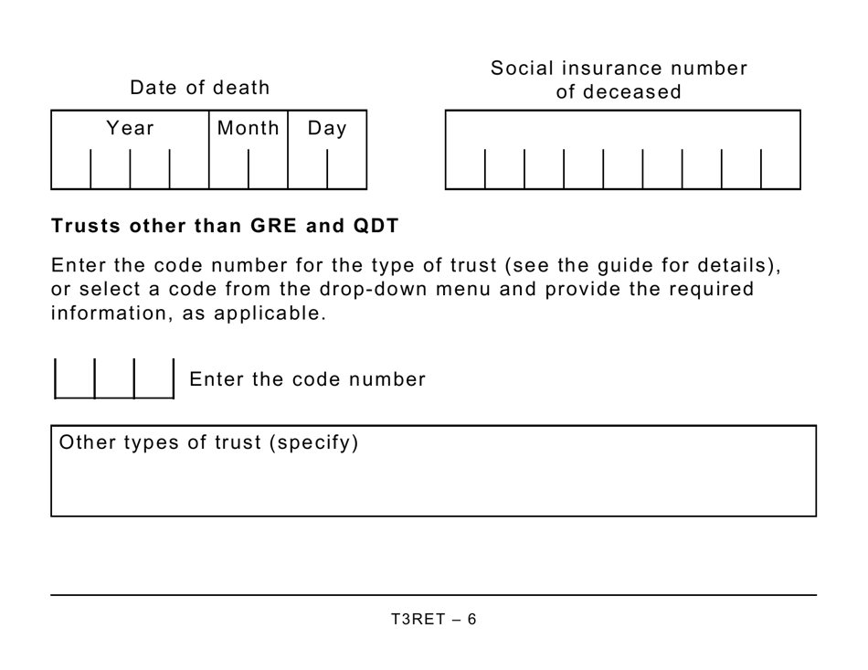 Form T3RET Trust Income Tax and Information Return (Large Print) - Canada, Page 6