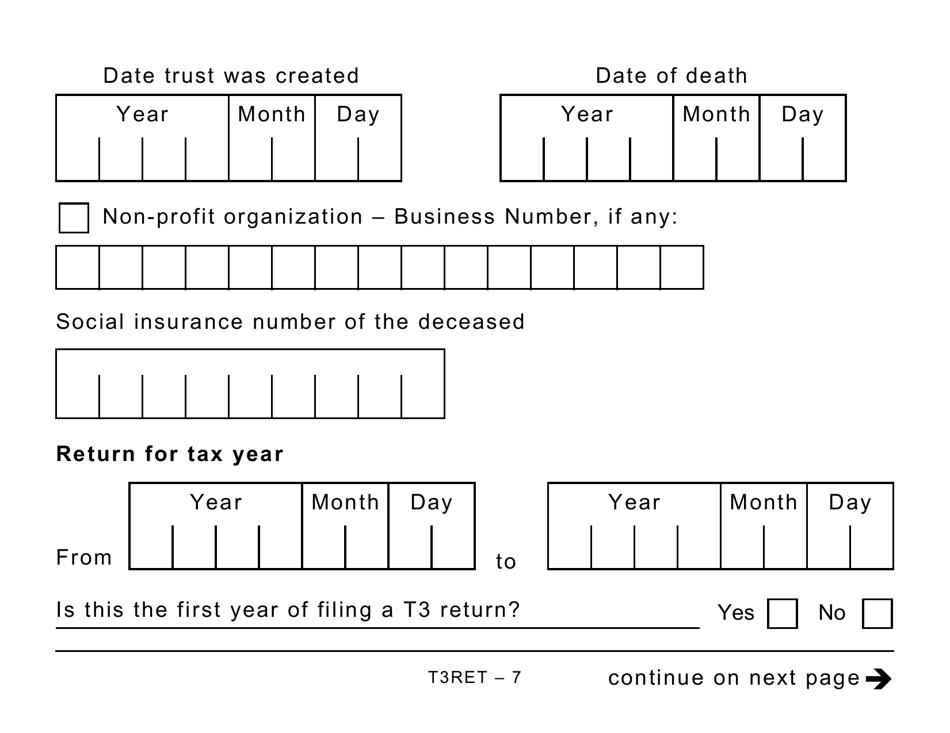 Form T3RET Trust Income Tax and Information Return (Large Print) - Canada, Page 7
