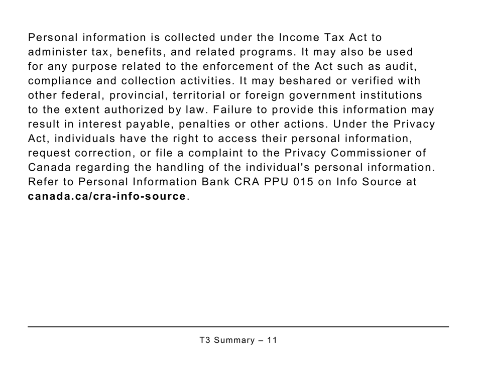 Form T3SUM Summary of Trust Income Allocations and Designations - Large Print - Canada, Page 11