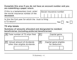 Form T3SUM Summary of Trust Income Allocations and Designations - Large Print - Canada, Page 4